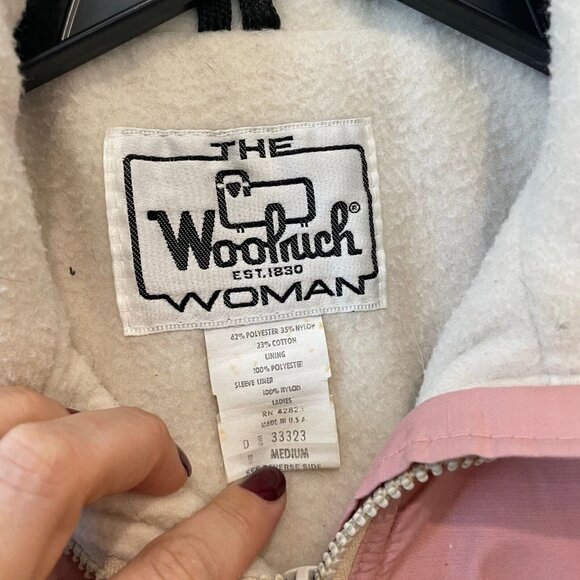 Woolrich Womens Vintage 70s 80s Full Zip Fleece Lined Vest Jacket Pink Medium - Picture 3 of 8